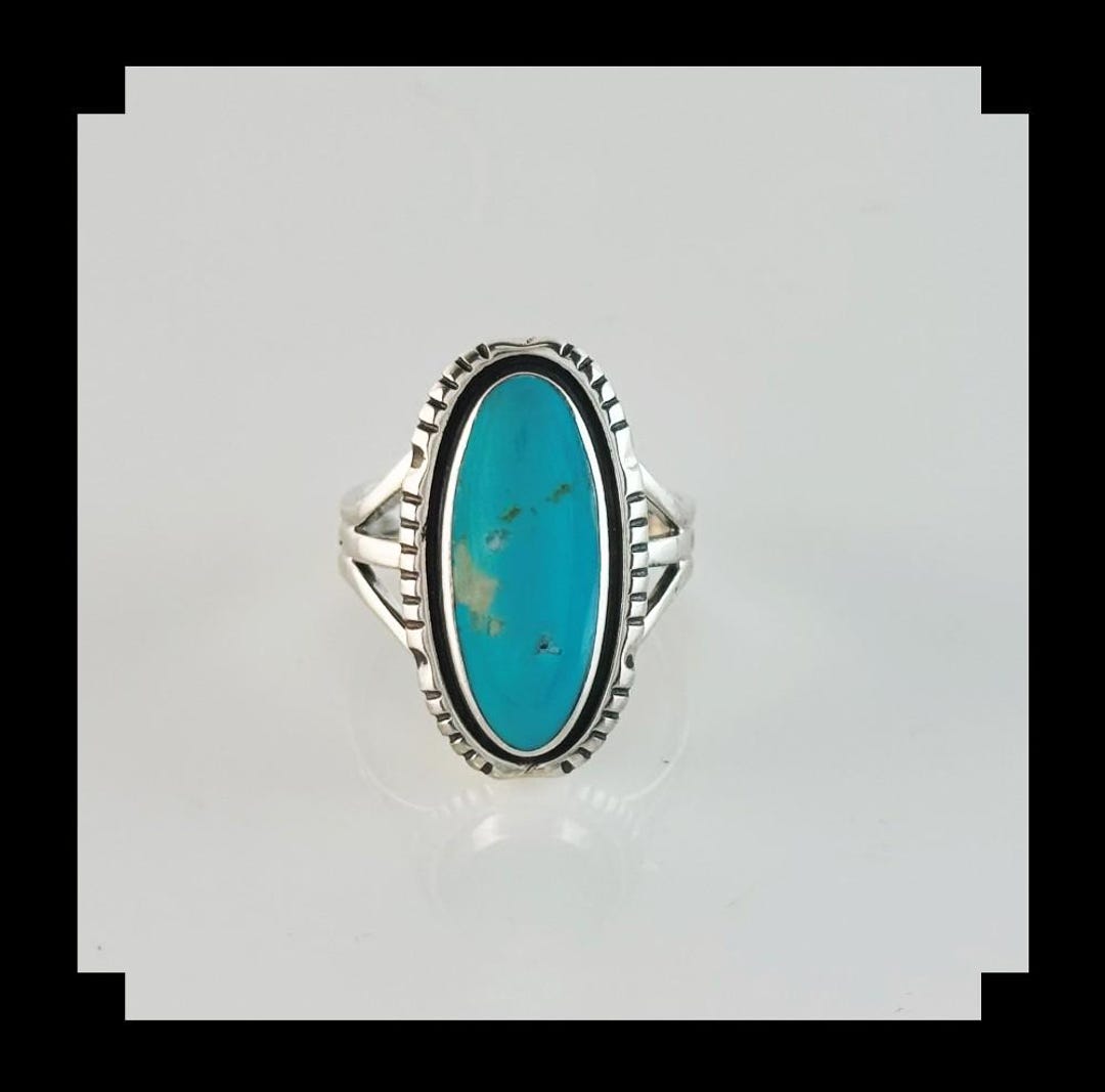 Handcrafted Sterling and Kingman Turquoise Ring Size 10 1/4 - Etsy