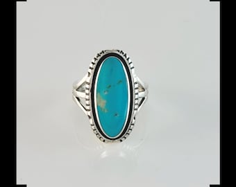 Handgefertigte Sterling und Kingman Türkis Ring Größe 10 1/4