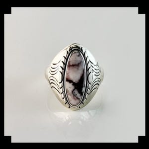 Handcrafted Sterling and Wild Horse Magnesite Ring  Size 13