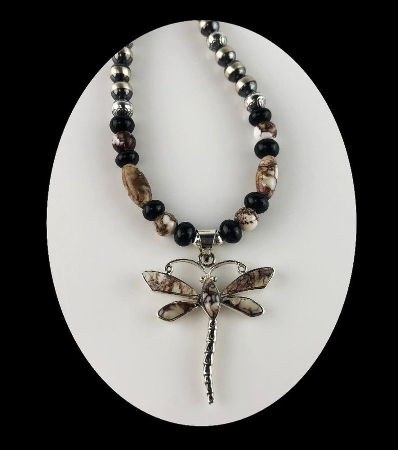 White Fox Creation Sterling and Wild Horse Magnesite Inlaid Dragonfly