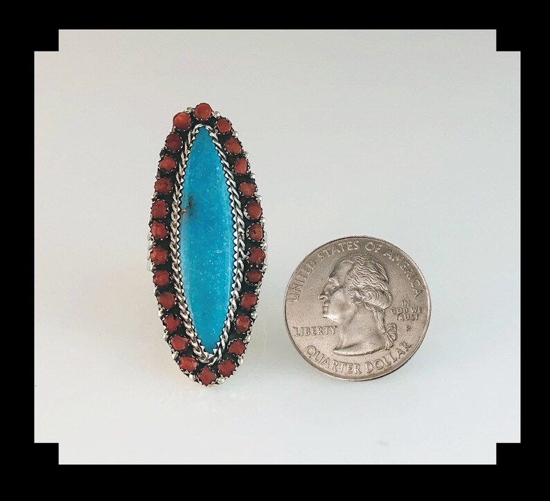 Navajo Turquoise and Multi Stone Spiny Oyster Ring