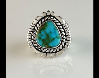 Andy Cadman Sterling Silver Sonoran Gold Turquoise Ring. Size 9