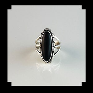 Sterling and Onyx Ring Size 7 1/4