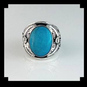 Sterling and Turquoise Men&#39;s Ring Size 10 3/4