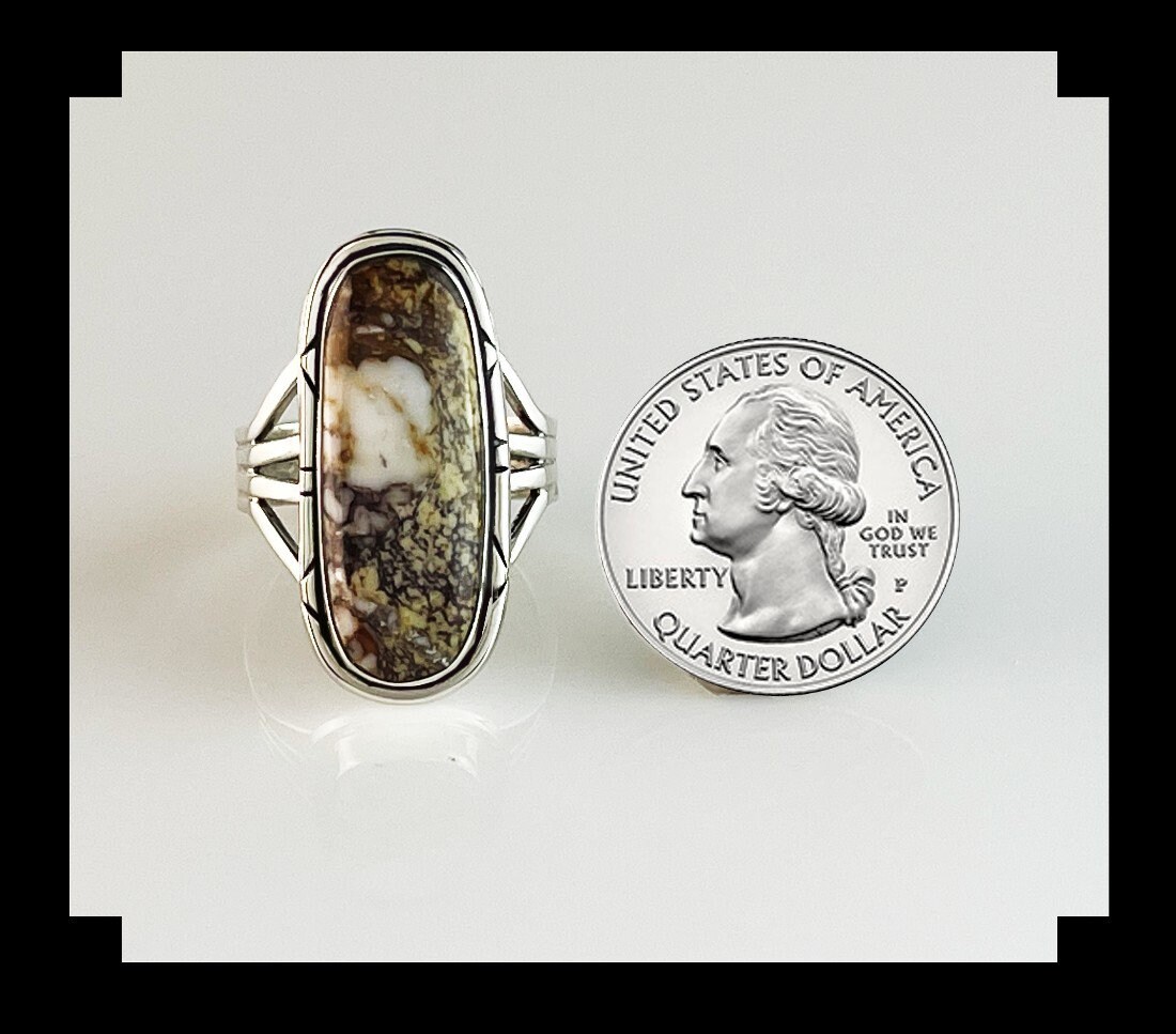 Bague Artisanale Femme, Magnésite Wild Horse, Argent 925, Taille 6