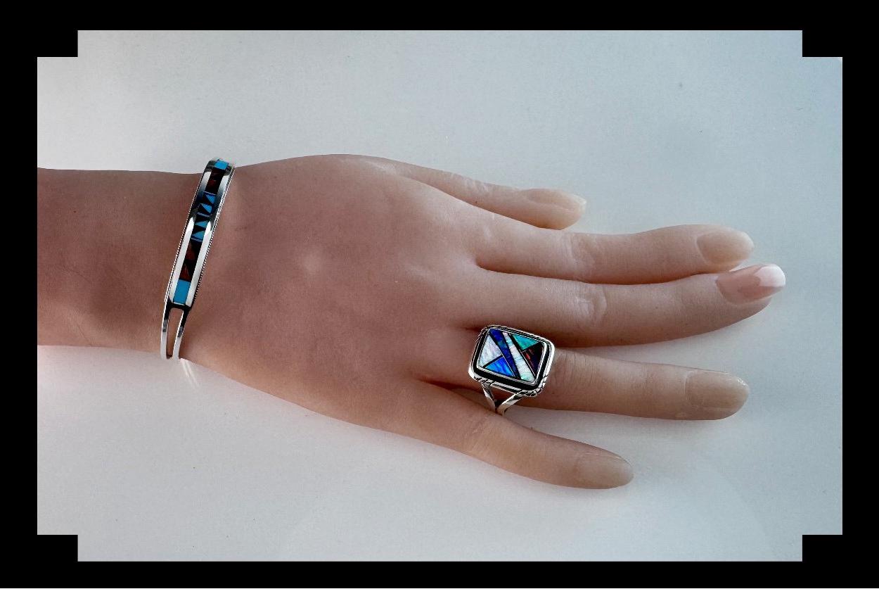 Bague Zuni Sterling Argent - Opalite Et Lapis-Lazuli - Ola Eriacho - Taille 8