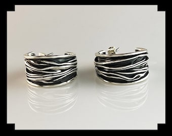 Wide Sterling Hoop Earrings