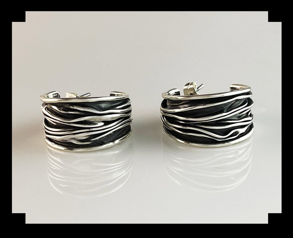 Wide Sterling Hoop Earrings