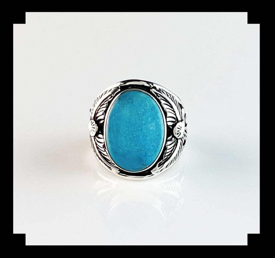 Sterling and Sleeping Beauty Turquoise Men's Ring Size 10 3/4 - Etsy