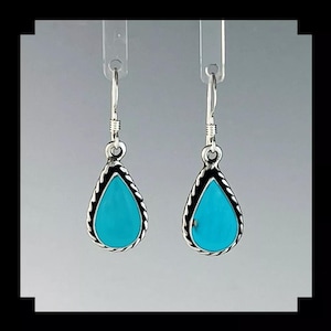 Handcrafted Petite Sterling and Sleeping Beauty Turquoise Earrings