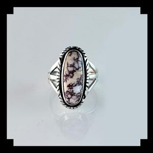 Handcrafted Sterling and Wild Horse Magnesite Ring   Size 10