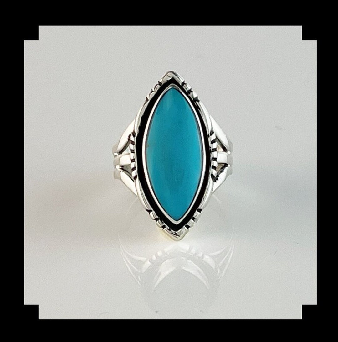 Sterling and Kingman Turquoise Ring Size 6 3/4 - Etsy