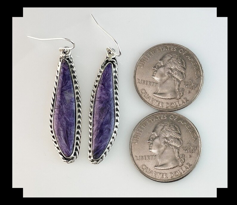 Native American Sterling and Charoite Earrings
