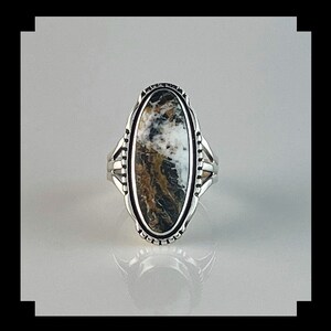 Sterling and White Buffalo Ring  Size 8 3/4