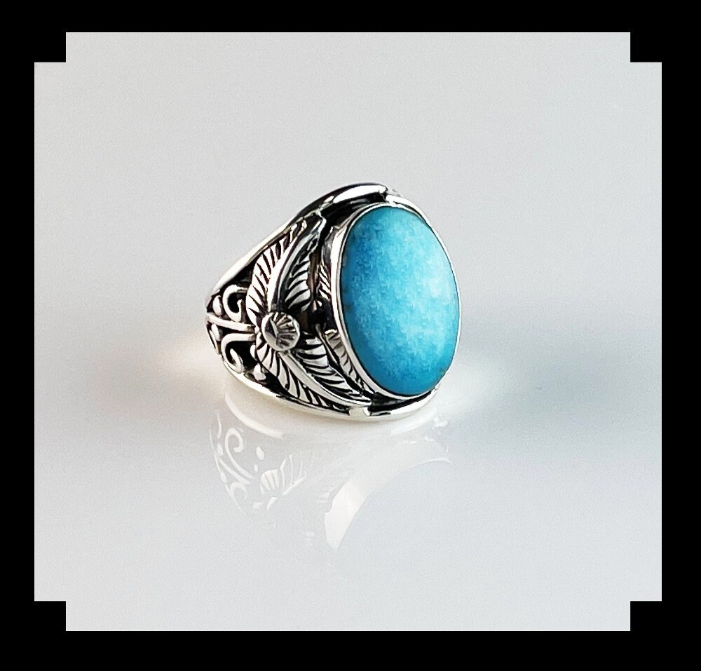 Sterling and Sleeping Beauty Turquoise Men s Ring Size 10 3 4
