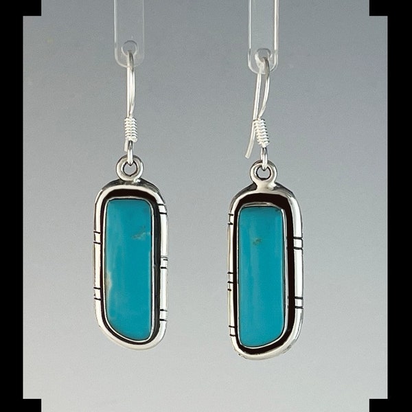 Handmade Sterling Silver Kingman Turquoise Tassel Earrings
