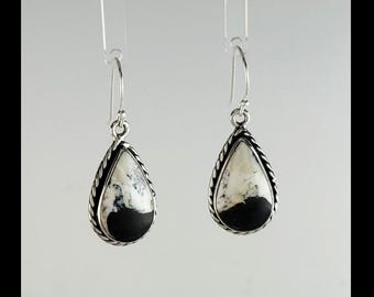 Handcrafted Sterling Silver and White Buffalo Earrings
