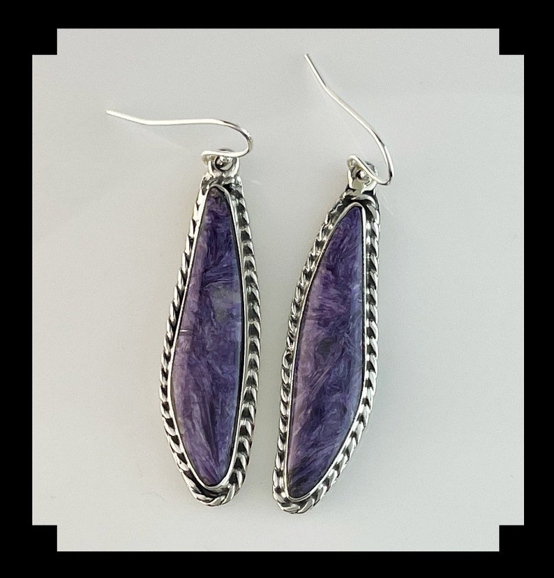 Native American Sterling and Charoite Earrings