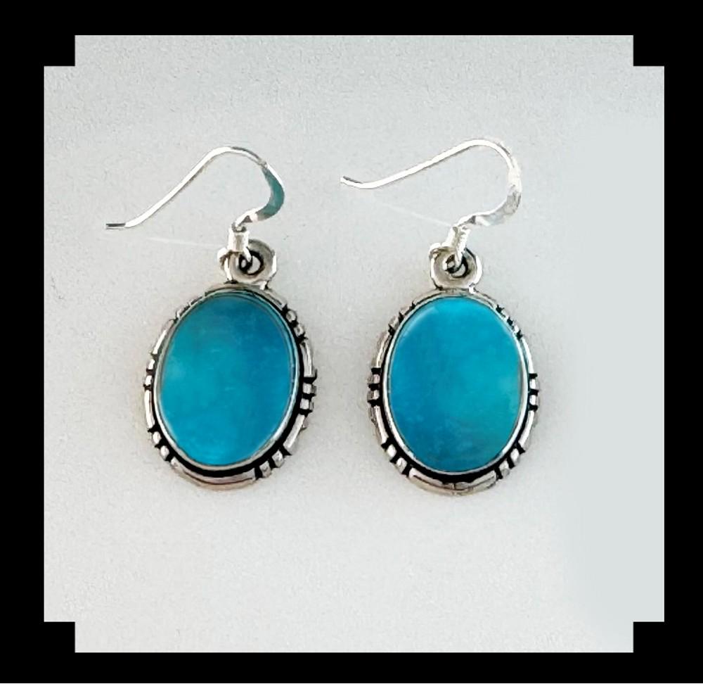 Orecchini Kingman in turchese e argento sterling Concho, orecchini pendenti in turchese blu, orecchini leggeri con timbro, ottimo regalo - Italia