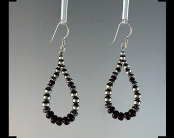 White Fox Sterling Navajo Pearls and Purple Spiny Oyster Earrings