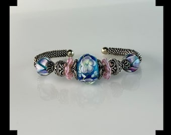 Blumen Juwelen: Sterling und Lampwork Perlen Armband