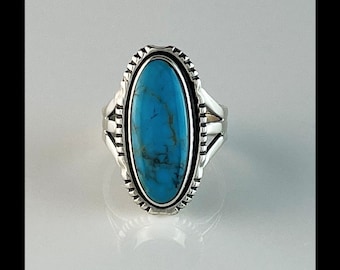 Sterling und Kingman Türkis Ring Größe 8