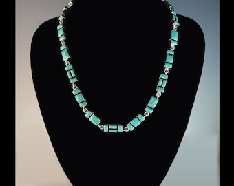 Sterling and Turquoise Taxco Mexico Necklace