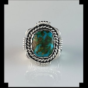 Sterling and Sonoran Gold Turquoise Ring by Artisan Joe Paul   Size 11 1/2