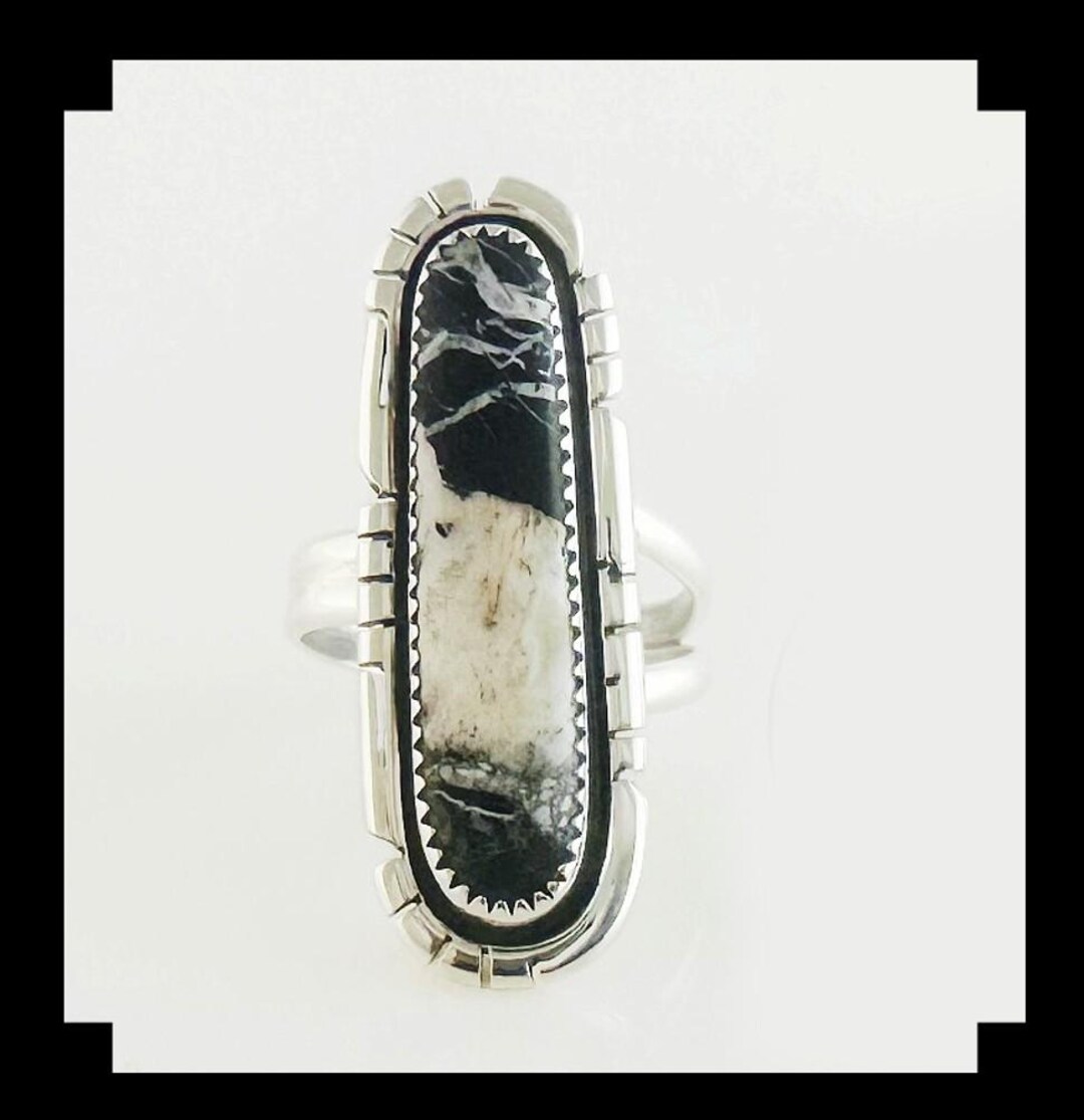 Handcrafted Sterling Silver and White Buffalo Ring Adjustable - Etsy
