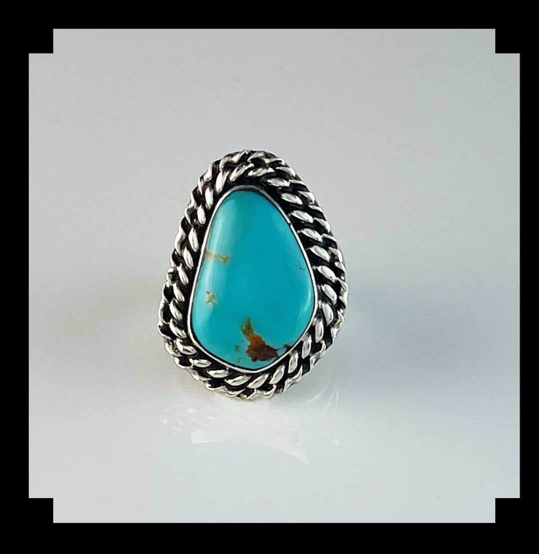 Sterling and Kingman Turquoise Ring Size 5 1/4 - Etsy