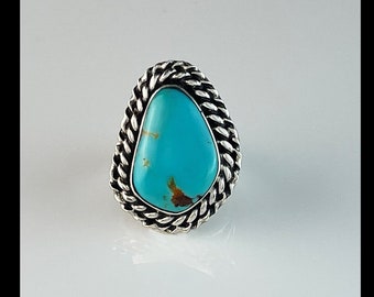 Sterling und Kingman Türkis Ring Größe 5 1/4