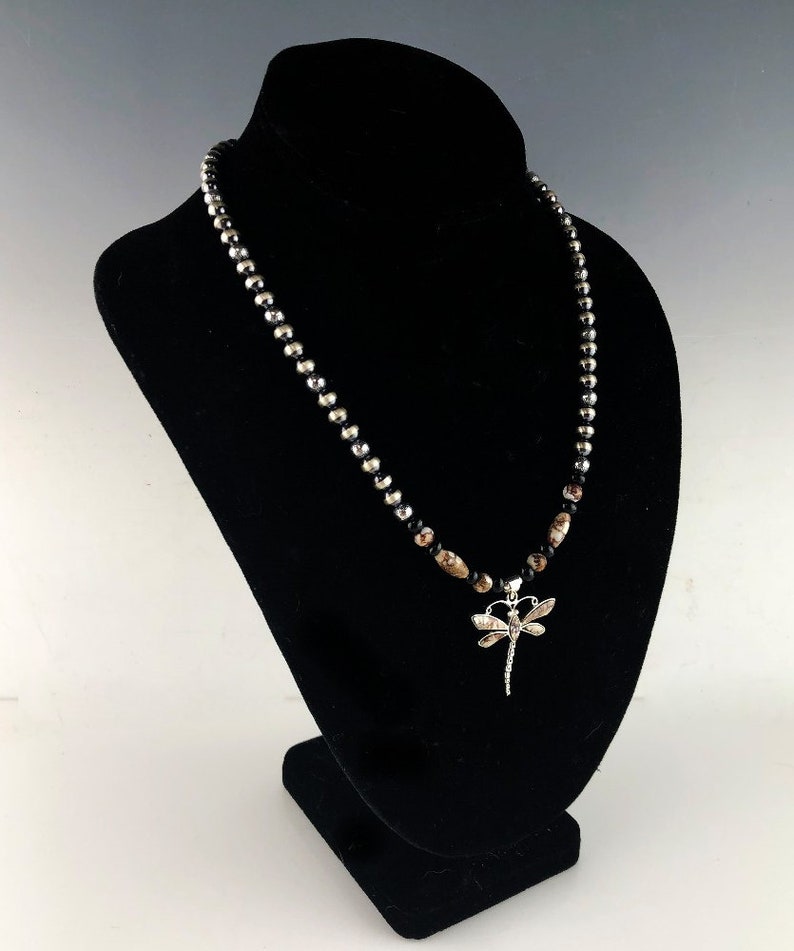 White Fox Creation Sterling and Wild Horse Magnesite Inlaid Dragonfly