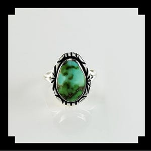 Anillo de turquesa en oro de Sonora y plata esterlina hecho a mano, talla 7 3/4