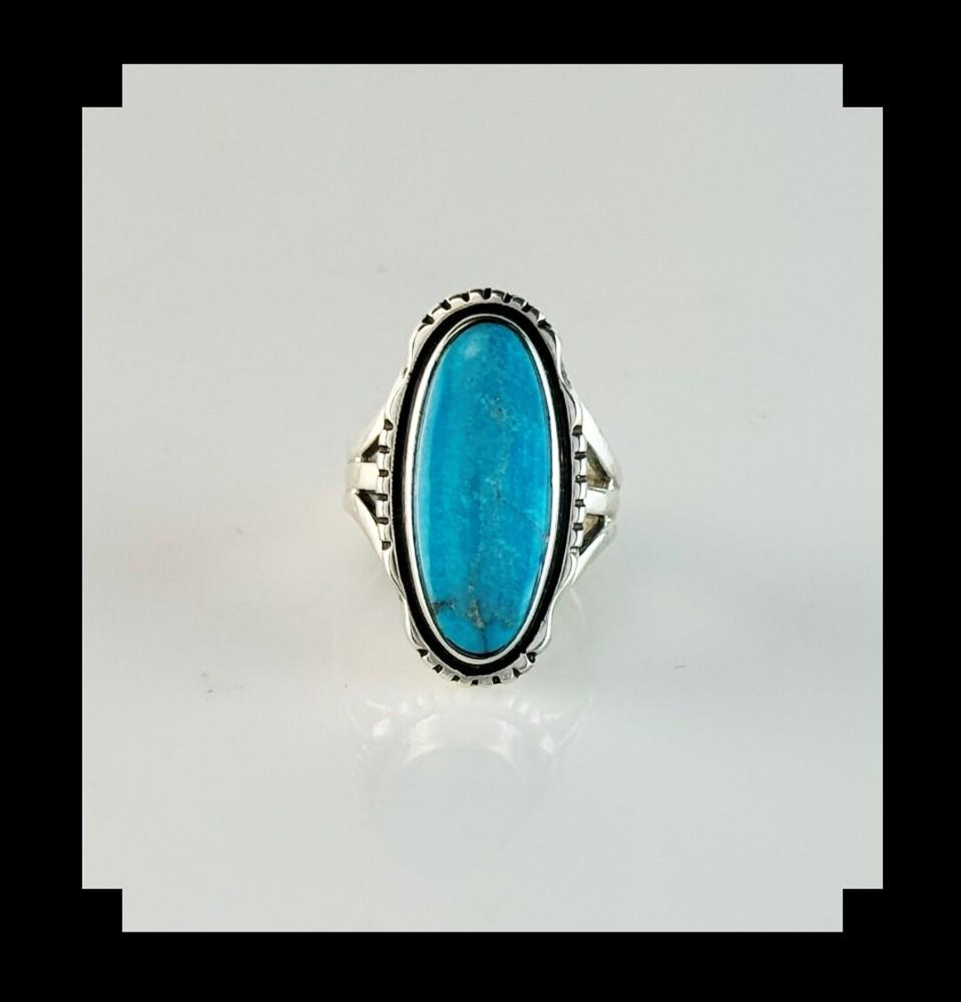Handcrafted Sterling and Kingman Turquoise Ring Size 6 1/4 - Etsy