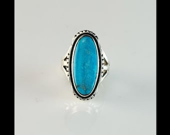 Kingman Turquoise Set in Sterling and Fine Silver Size 12 (adjustable ...