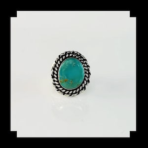 Handcrafted Sterling and Number 8 Turquoise Ring  Size 5