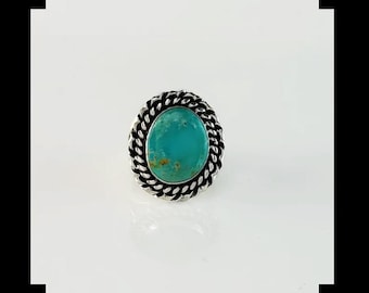 Handcrafted Sterling and Number 8 Turquoise Ring  Size 5
