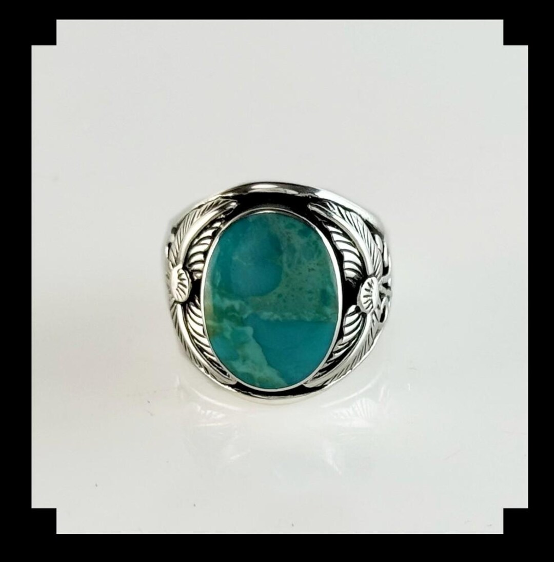Sterling and Kingman Turquoise Men's Ring Size 12 1/4 - Etsy