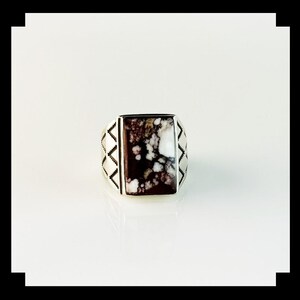 Handcrafted Sterling and Wild Horse Magnesite Men&#39;s Ring Size 12