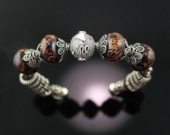 Wild Thing : Einzigartiges Sterling und Lampwork Perlen Armband