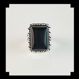 Sterling and Onyx Ring  Sizes 6 3/4 and 7 1/2