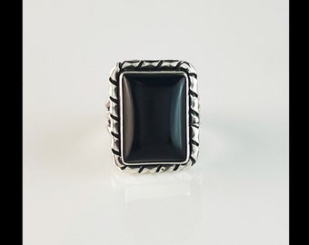 Sterling and Onyx Ring  Sizes 6 3/4 and 7 1/2