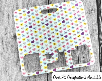 Conversation Hearts Badge Buddy, Acrylic Healthcare Badge Holder