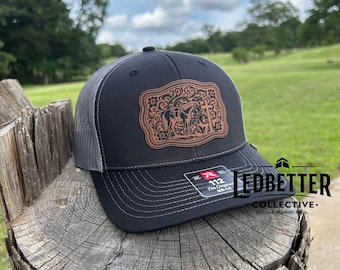 Western Horse Cross Leather Patch Hat | Richardson 112 Trucker Cap