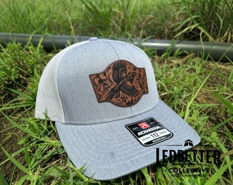 Richardson 112 Trucker Hat, Laser-Engraved Pheasant Leatherette Patch Cap