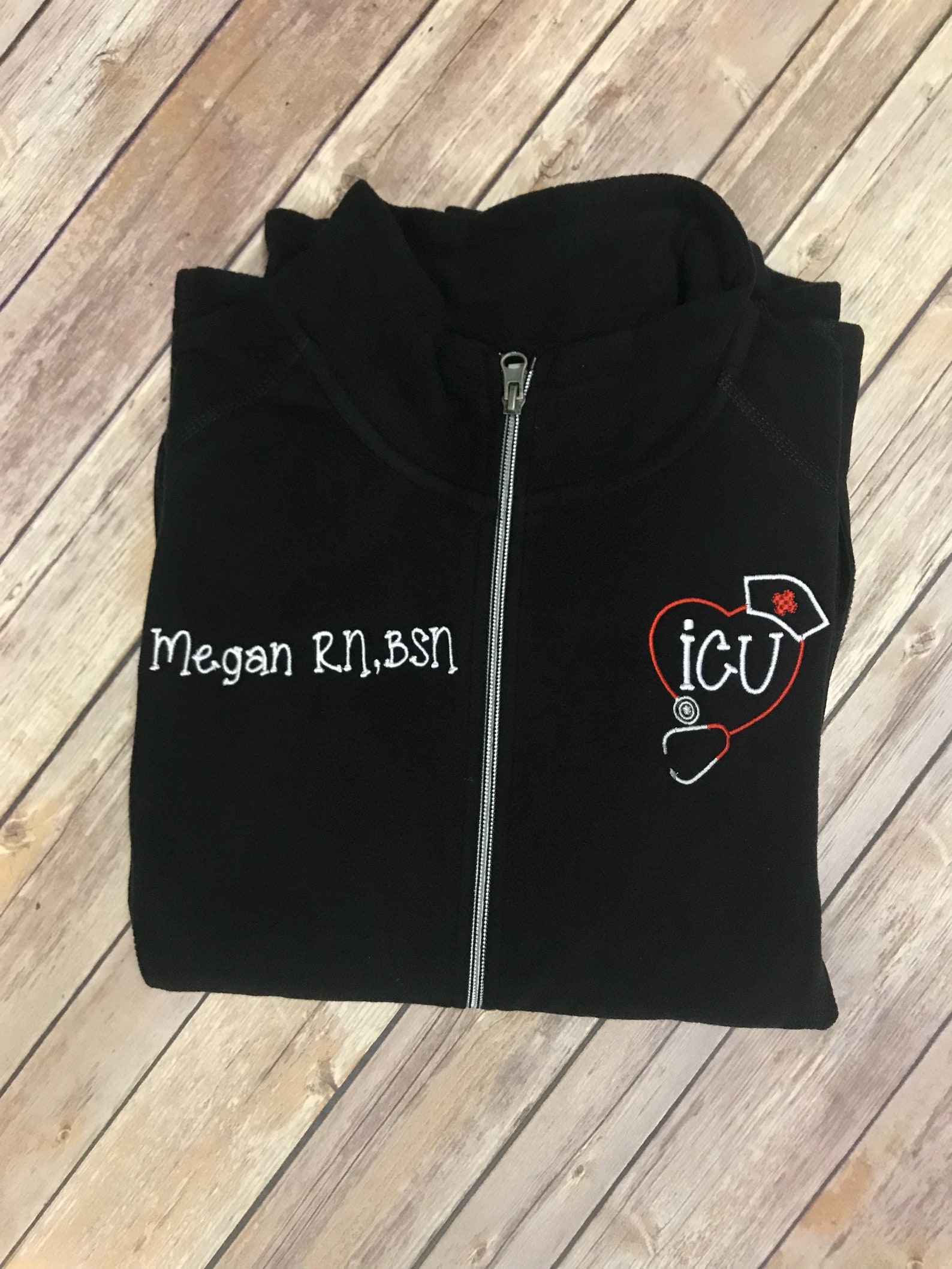 ICU Nurse Personalized Fleece Jacket Personalized RN Fleece Etsy