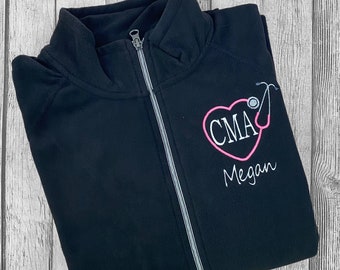 Custom CMA jacket Certified Medical Assistant Personalized Fleece Jacket,  Occupational Jacket, Personalized Gift, Graduation Gift, CMA