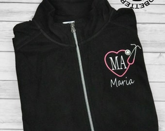 Medical Assistant Personalized Fleece Jacket,  Occupational Jacket, Personalized Gift, Graduation Gift, Certified Medical Assistant, CMA