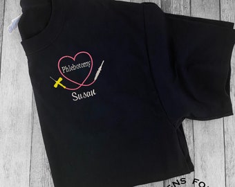Personalized Phlebotomy Short Sleeve Shirt, Phlebotomy T-shirt, Lab Tech, Graduation Gift