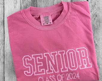 Senior 2024 Comfort Color Shirt Embroidered Comfort Color Graduation Shirt Graduation Gift Senior Gift